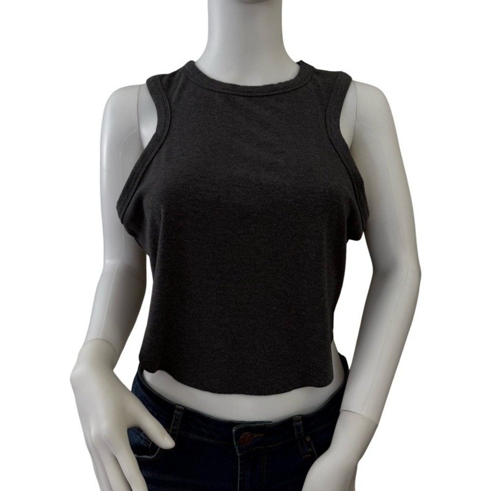 KITTENISH Women Tank Top Crop Gray XL Sleeveless Racerback Activewear Athleisure